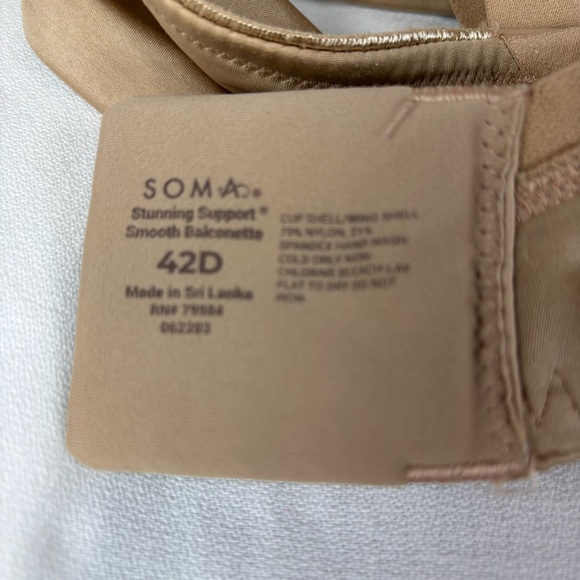 Soma Stunning‎ Balconette Bra 42DD Underwire Tan Bra - Picture 6 of 7